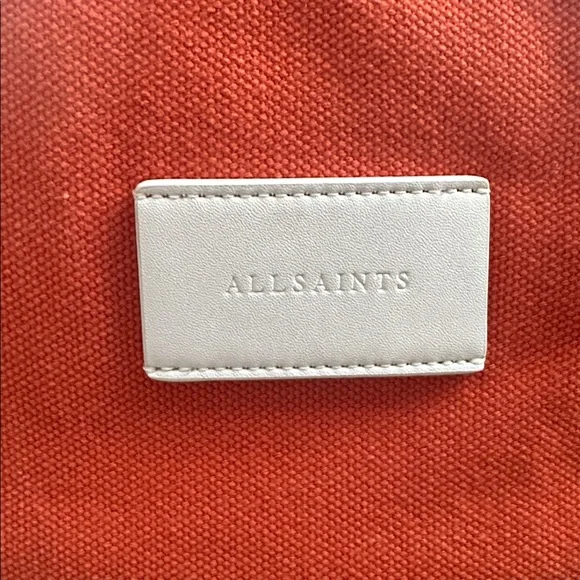 Versatile All Saints Orange Tote-style Bag with Detachable White Leather Pouch - Picture 6 of 6